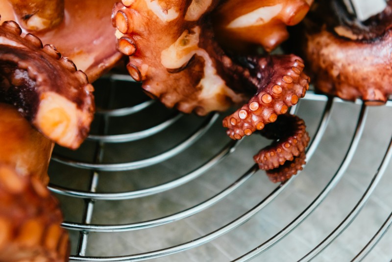 Octopus drying on rack