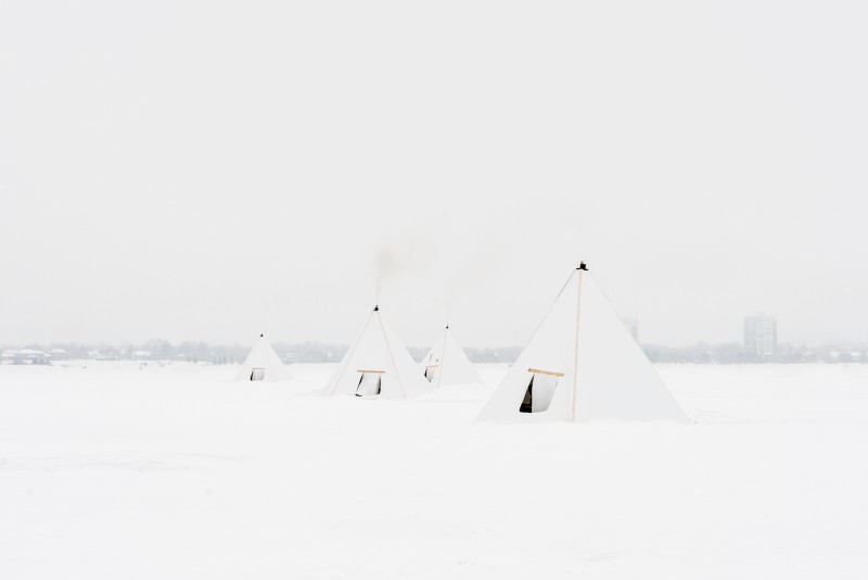 Ice fishing huts